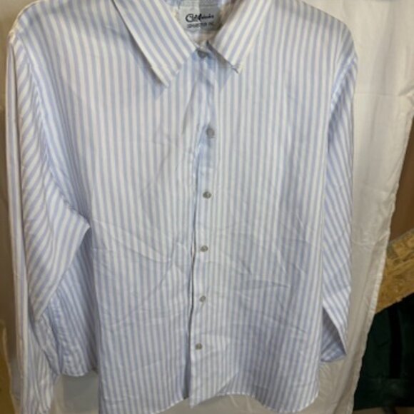 Vintage California Connection Blue & White Striped Button-Up Blouse – Women’s - Picture 2 of 4